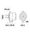 [ISKRIA1452] Alternator Mahle MG274  14V - 120 A
