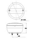 [AEBB1400-2] Mistachterlicht 12/24V LED - Ø 140,0 x 84 - rood