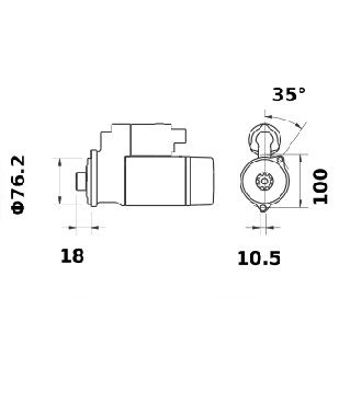 [ISKRIS1104] Reductiestarter Mahle MS116  1,2 Kw - 12V - 11T - Links draaiend