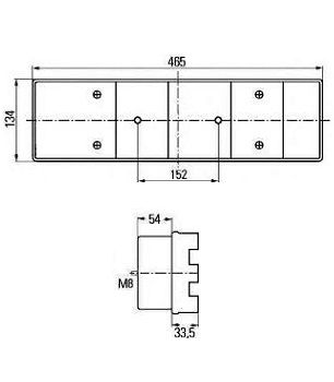 [HELL2VD008204-111] Achterlicht - pinker - stop - stand - plaat - achteruit - 468 x 134 x 84 - links