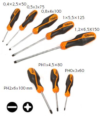 [BETA1263/D8] Set 8 Schroevendraaier plat & kruis