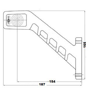[AEBB240R-DV] Markeerverlichting 12/24V LED gebogen - rechts - 187 x 165 - kristal/rood/oranje