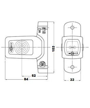 [AEBB286-DV] Markeerverlichting 12/24V LED gebogen - 103 x 84 x 33 - kristal/rood/oranje