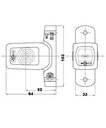 [AEBB286-DV] Markeerverlichting 12/24V LED gebogen - 103 x 84 x 33 - kristal/rood/oranje