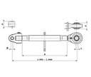 [DKWK 90 500 452] Derde punt CAT 3 - buis L = 400 mm - Kogelkop Ø 32 mm - gaffel Ø 32,0 mm