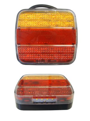 Achterlicht 12/24V LED - pinker - stop - stand - plaat - 107 x 107 x 26