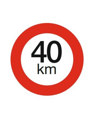 Snelheidsplaat 40 Km (sticker)
