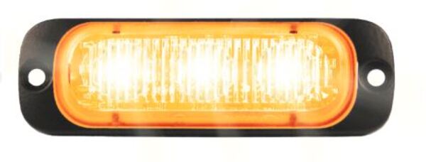 Ultra dunne 3 LED flitser  12/24V - VDC - ORANJE