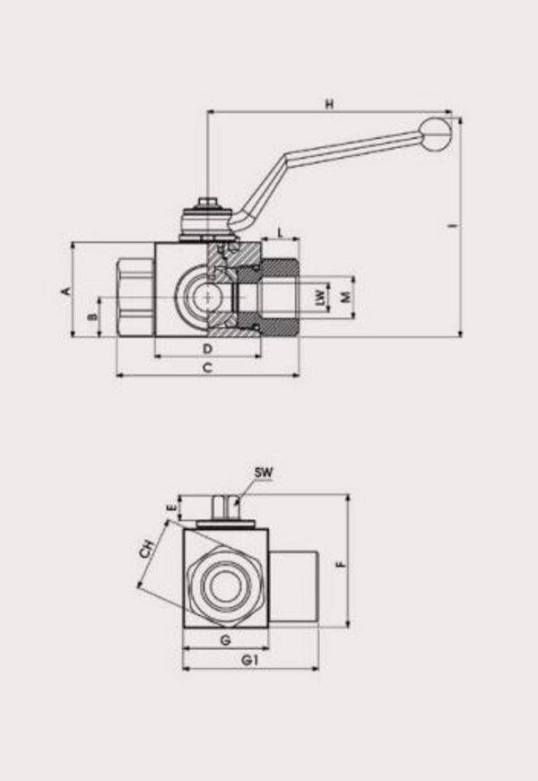 Vanne à bille 3 voies 1/4 "T"
