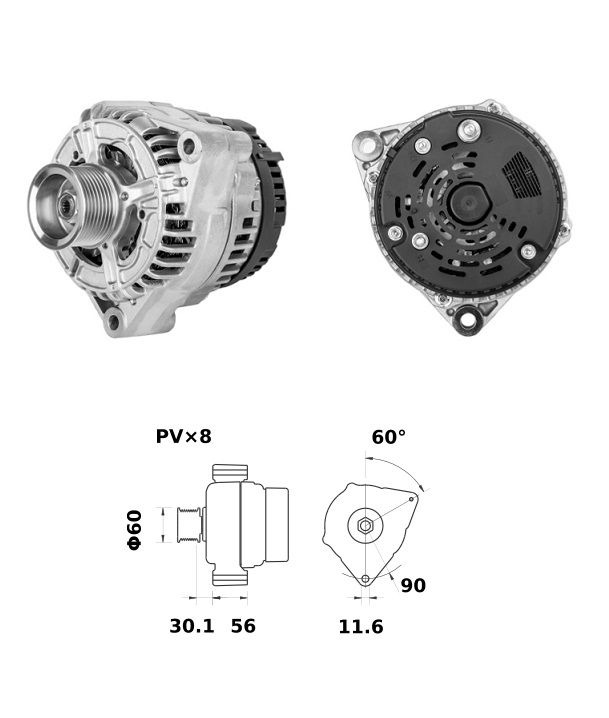 Alternateur Mahle MG275  14V - 200 A