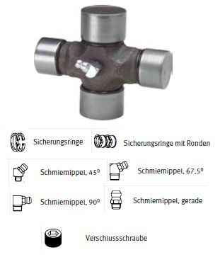 Croisillon 27x75 - 24x91 avec graissseur centra l (0°-45°-67,5°-90°)