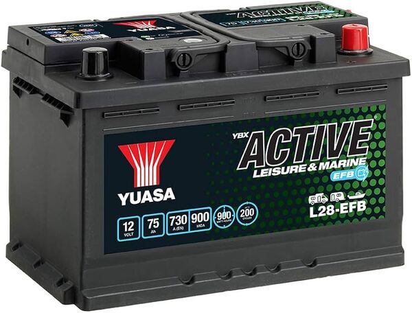 Batterij met zuur - 75AH - 278x175x190 
