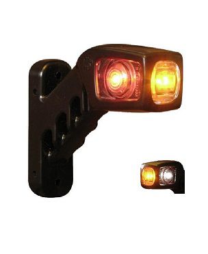 [AEBB238R-DV] Markeerverlichting 12/24V LED gebogen - rechts - 114 x 135 - kristal/rood/oranje