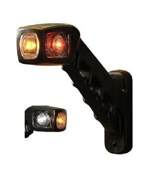 [AEBB240L-DV] Markeerverlichting 12/24V LED gebogen - links - 187 x 165 - kristal/rood/oranje