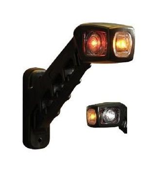 [AEBB240R-DV] Markeerverlichting 12/24V LED gebogen - rechts - 187 x 165 - kristal/rood/oranje