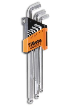 [BETA96BPA/SC9] Jeu de 9 clés mâles 6 pans coudées à 110° -  tête sphérique