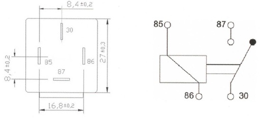 [DKWK 40 000 400] Relais 12V.30A - 4B.