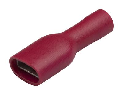 [ESPA35180] Soulier de cable plat femelle 6,3 x 0,8 mm isolé ROUGE (100 pcs.)