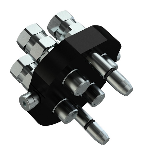 [FAST2P506412GMC] Multicoupleurs 4 prises rapide 2P506 - 1/2" BSP - partie mobile -  peut être couplée à une pression résiduelle (max. 80 bar)