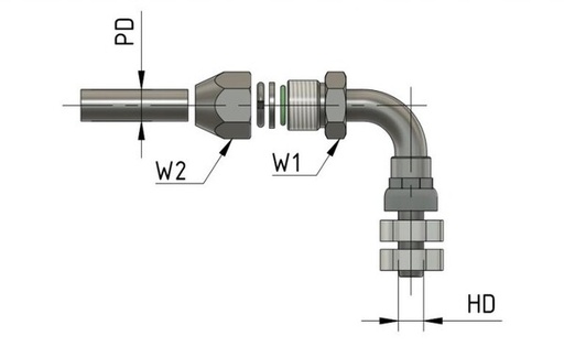 [FONT81.41.08.08] Raccord airco 90° tube 12 - 12.7 - tuyau 13/32"