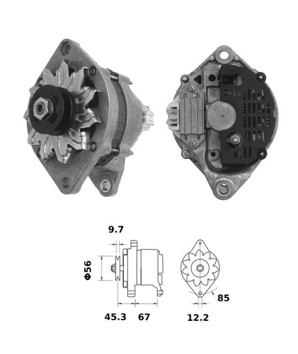 [ISKRIA0724] Alternateur Mahle MG213  14V - 65 A - Pour chauffage - régulateur séparé