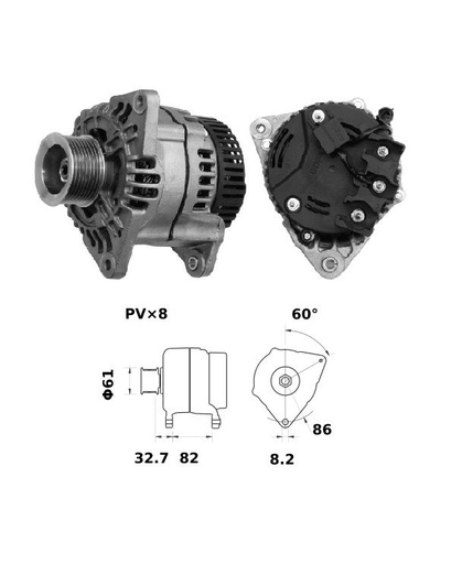 [ISKRIA1224] Alternator Mahle MG286  14V - 120 A