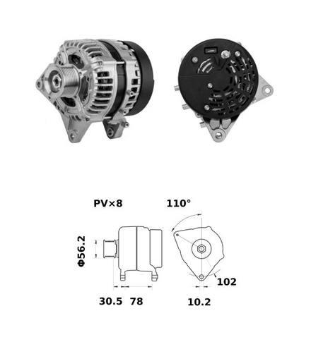 [ISKRIA1601] Alternator Mahle MG776  14V - 170 A