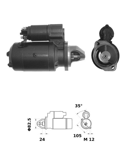 [ISKRIS0726] Démarreur Iskra  2,7 Kw - 12V - 9D (pour barre de coupe)