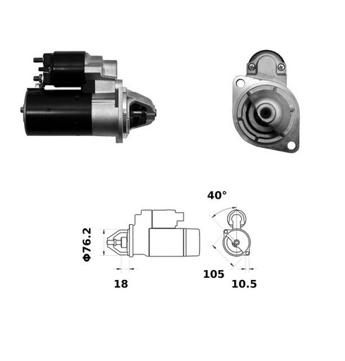 [ISKRIS1279] Reductiestarter Mahle MS455  1,1 Kw - 12V - 9T