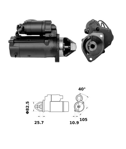 [ISKRIS1380] Reductiestarter Mahle MS658  3,2 Kw - 12V - 9T (Met zachtstart relais)
