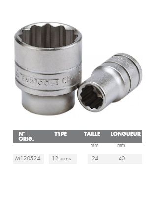 [VYNCM120524-C] Dop 24mm 1/2" -  12 Kant