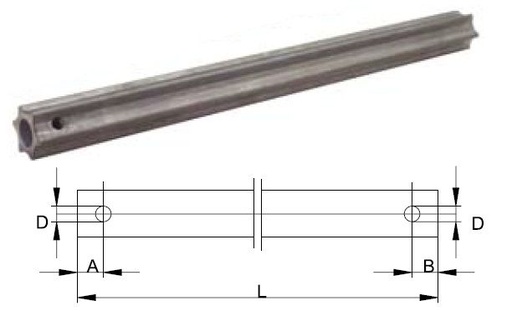 [WALT75.44.111L1400] Tube profilé S4V - 37,0 x 51,0 - longueur 1400mm - trempé