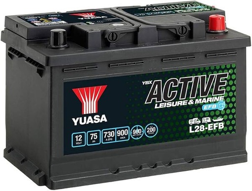 [YUASL28-EFB] Batterij met zuur - 75AH - 278x175x190 