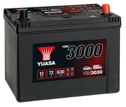 [YUASYBX3030] Batterij 12V - 72AH - 258x174x225  - Plus rechts