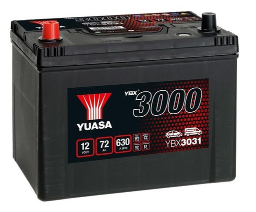 [YUASYBX3031] Batterij 12V - 72AH - 258x174x225 - Plus links