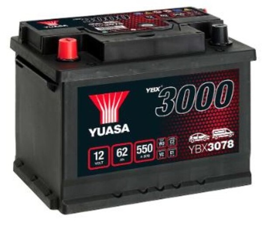 [YUASYBX3078] Batterij 12V - 62AH - 242x175x190