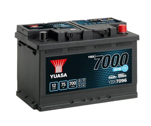 [YUASYBX7096] Batterij 12V EFB - 75AH - 278x175x190