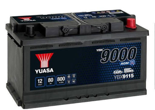 [YUASYBX9115] Batterij 12V AGM - 80AH - 317x175x190