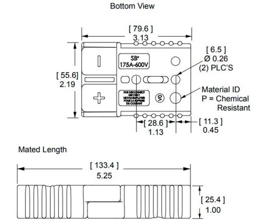 [ZENI00200043] Connector mannelijk - vrouwelijk - 175A - Blauw (24v)